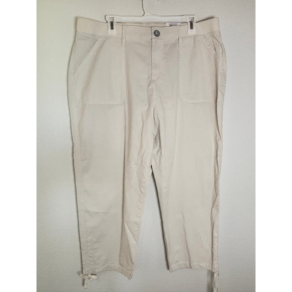 Style & Co Womens Beige Tie-Hem Capri Pants Size 18 NWT Stone Cropped Pockets